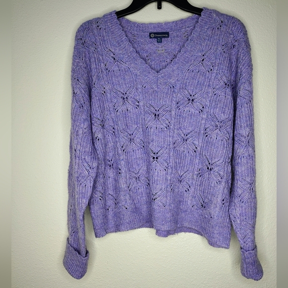 Democracy Women's V-Neck Plus Knit Sweater in Lavender Sz PL - Picture 9 of 12